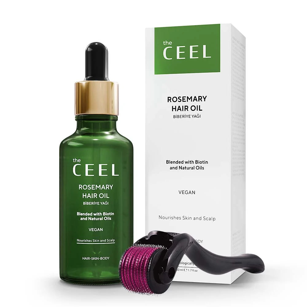 Rosemary Oil with Dermaroller - Strong Formula with Biotin & Natural Oil (Skin & Hair Care) 50ml